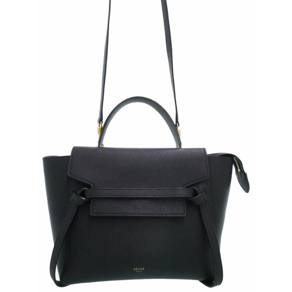 Celine Belt 2WAY Bag grained calfskin leather Black